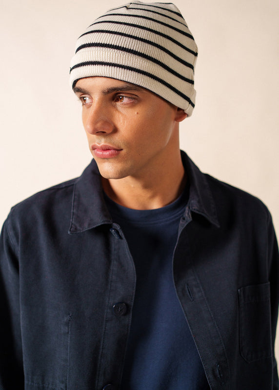 Saint James Cartier Striped Sailor Hat ECUME/NAVY