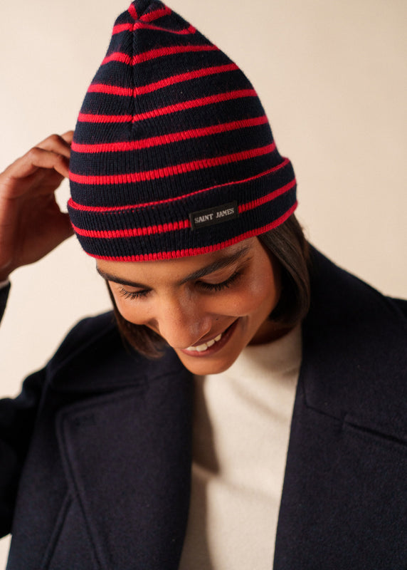 Saint James Cartier Striped Sailor Hat NAVY/TULIPE