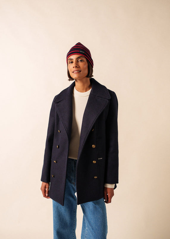 Saint James Cartier Striped Sailor Hat NAVY/TULIPE