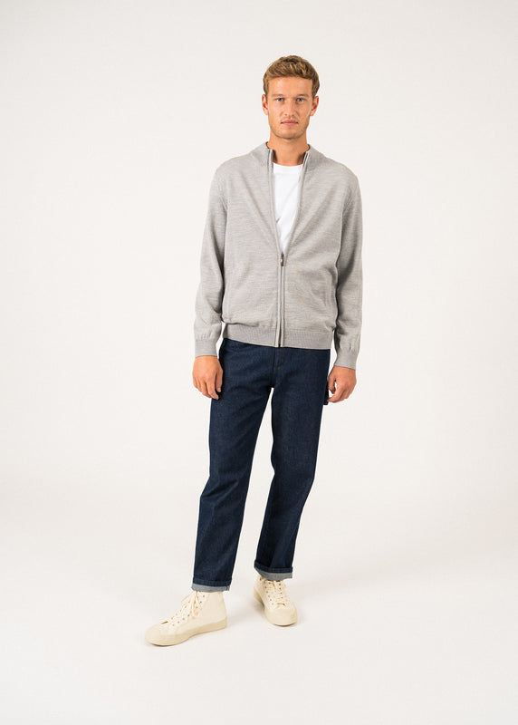 Saint James Colorado Zipped Cardigan GRIS/NAVY