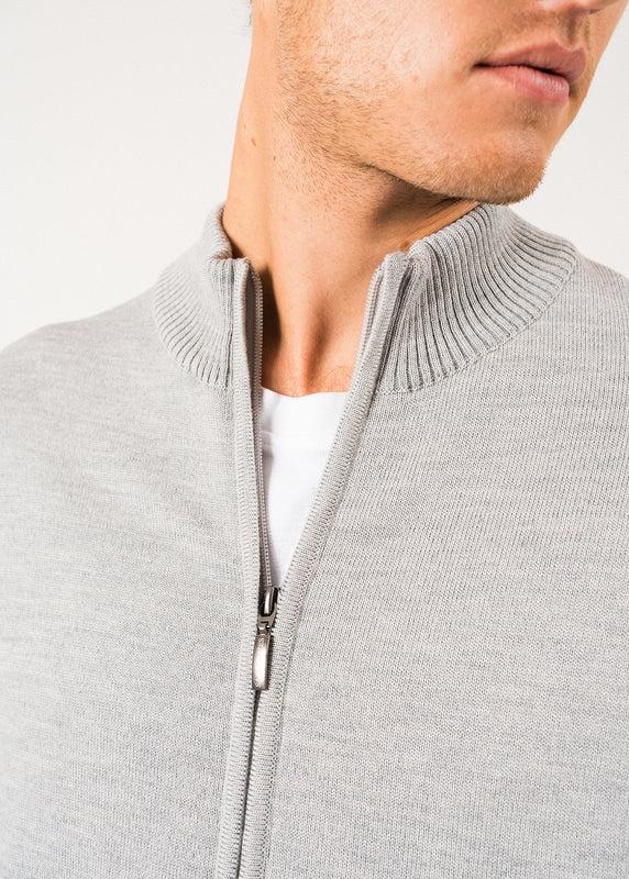 Saint James Colorado Zipped Cardigan GRIS/NAVY