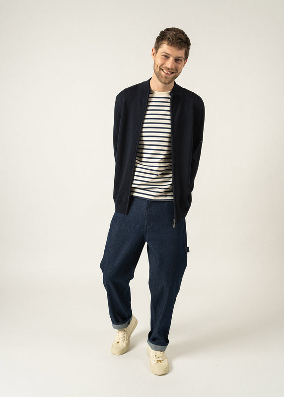 Saint James Colorado Zipped Cardigan NAVY/GRIS