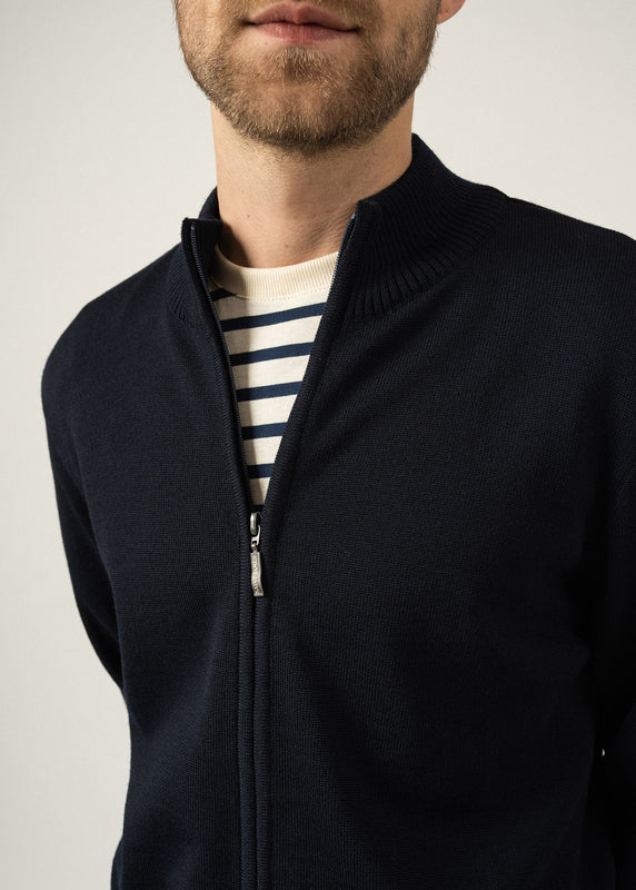 Saint James Colorado Zipped Cardigan NAVY/GRIS