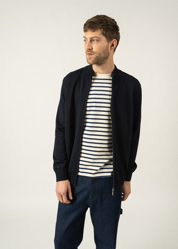 saint james Colorado zipped cardigan NAVY/GRIS