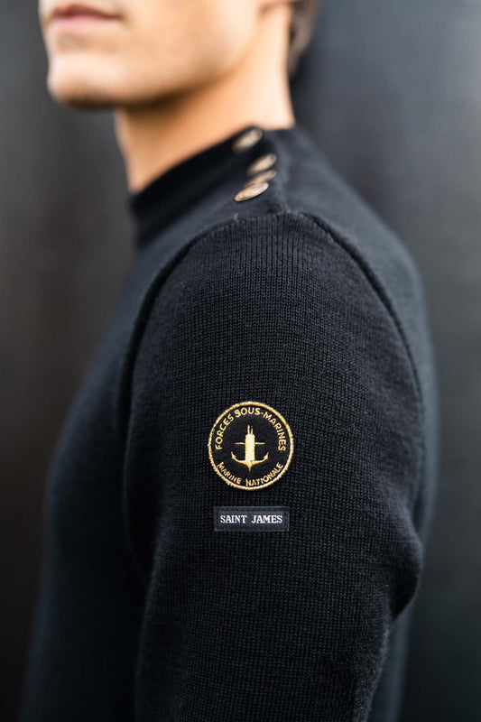 Saint James Compas Plain Sailor Jumper NOIR