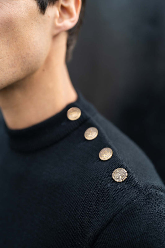 Saint James Compas Plain Sailor Jumper NOIR
