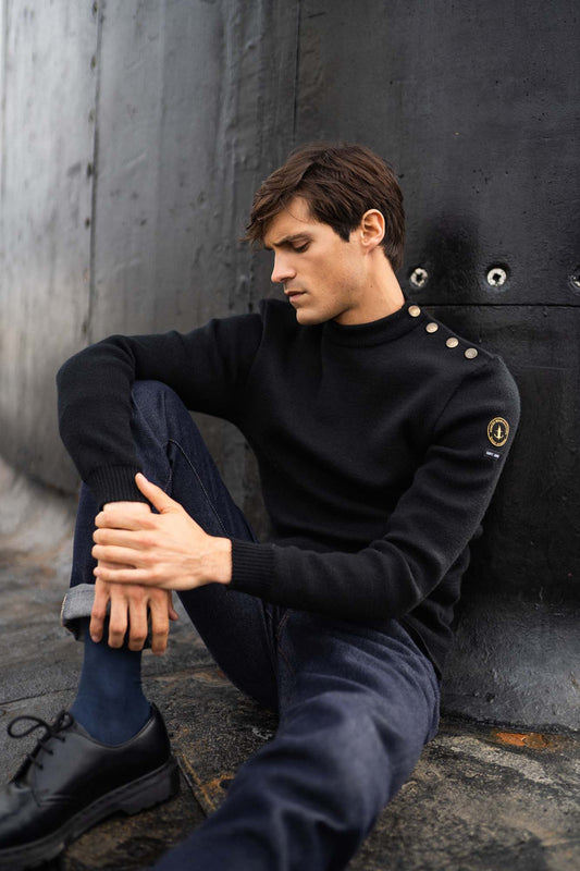 saint james Compas plain sailor jumper NOIR