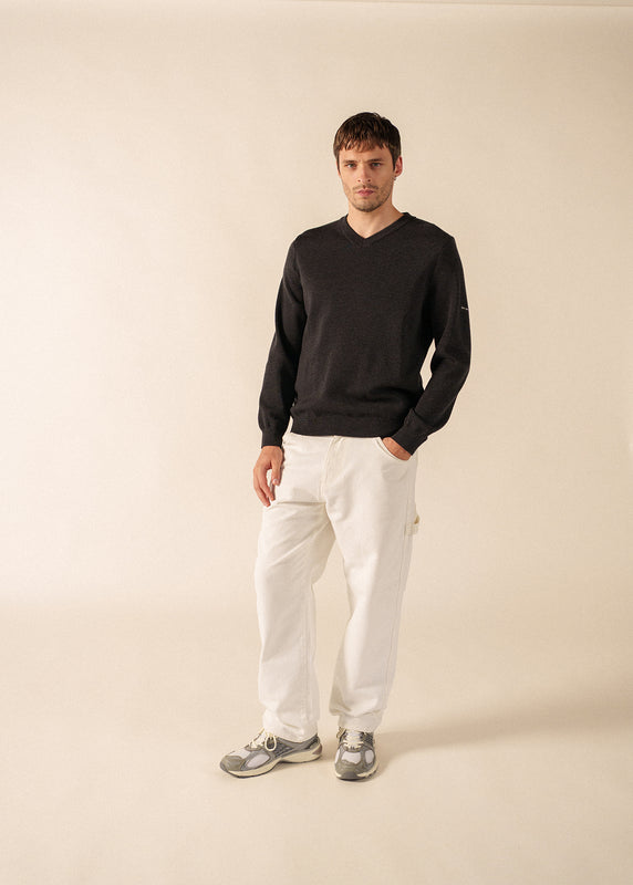 Saint James Cuirassé V Neck Jumper ANTHRACITE