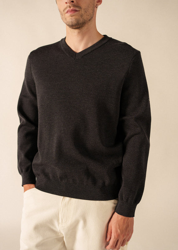Saint James Cuirassé V Neck Jumper ANTHRACITE