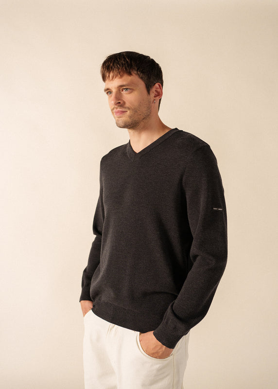 saint james Cuirassé V neck jumper ANTHRACITE