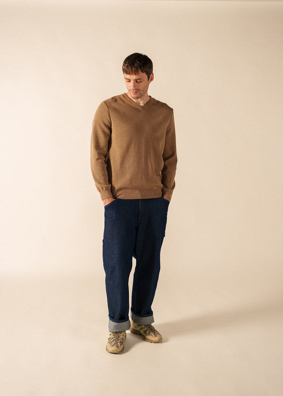 Saint James Cuirassé V Neck Jumper BEIGE FONCE