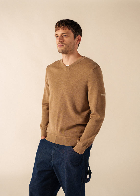 saint james Cuirassé V neck jumper BEIGE FONCE