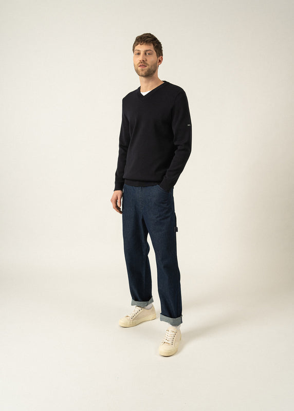 Saint James Cuirasse V Neck Jumper NAVY