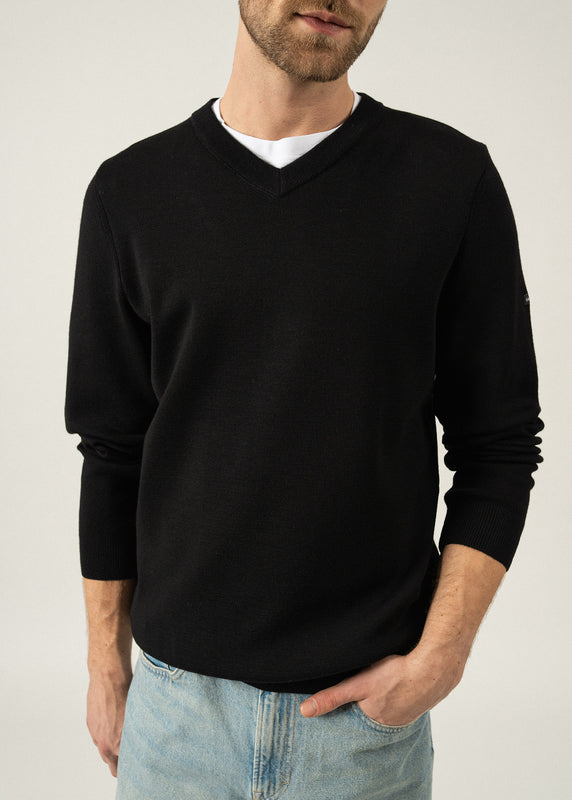Saint James Cuirasse V Neck Jumper NOIR
