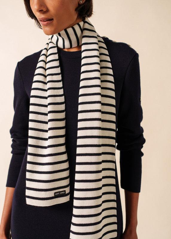 Saint James Duguay Striped Scarf ECUME/NAVY