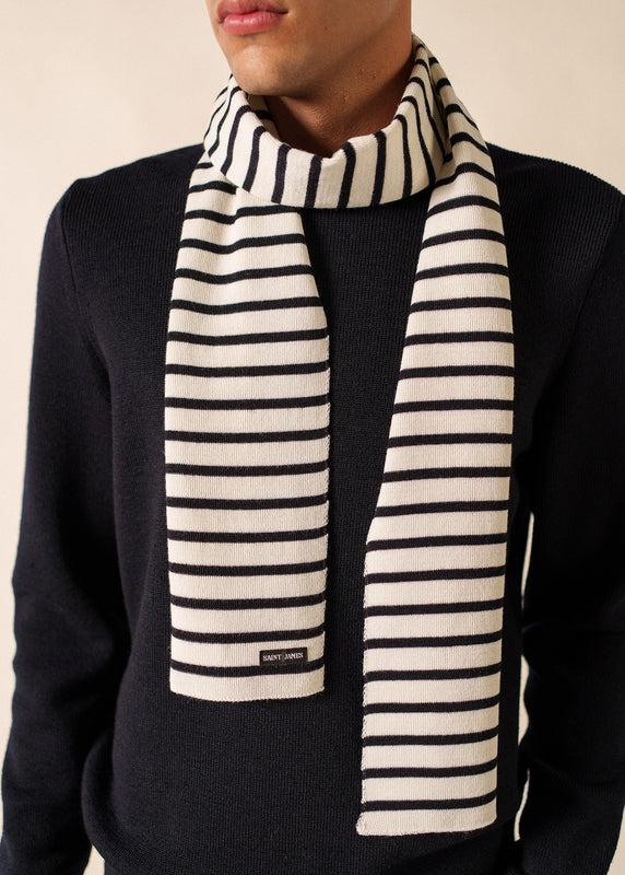Saint James Duguay Striped Scarf ECUME/NAVY