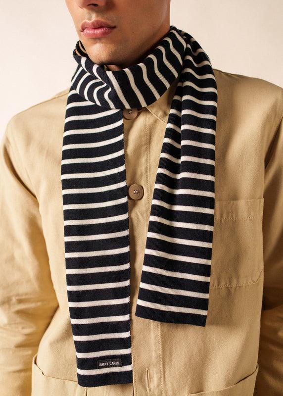Saint James Duguay Striped Scarf NAVY/ECUME