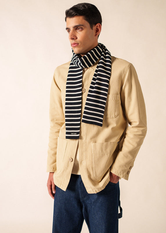 Saint James Duguay Striped Scarf NAVY/ECUME