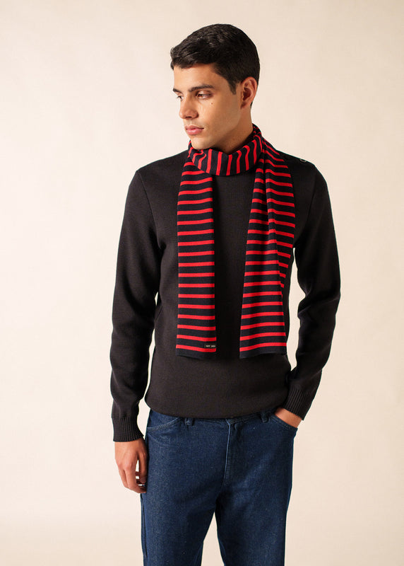 Saint James Duguay Striped Scarf NAVY/TULIPE