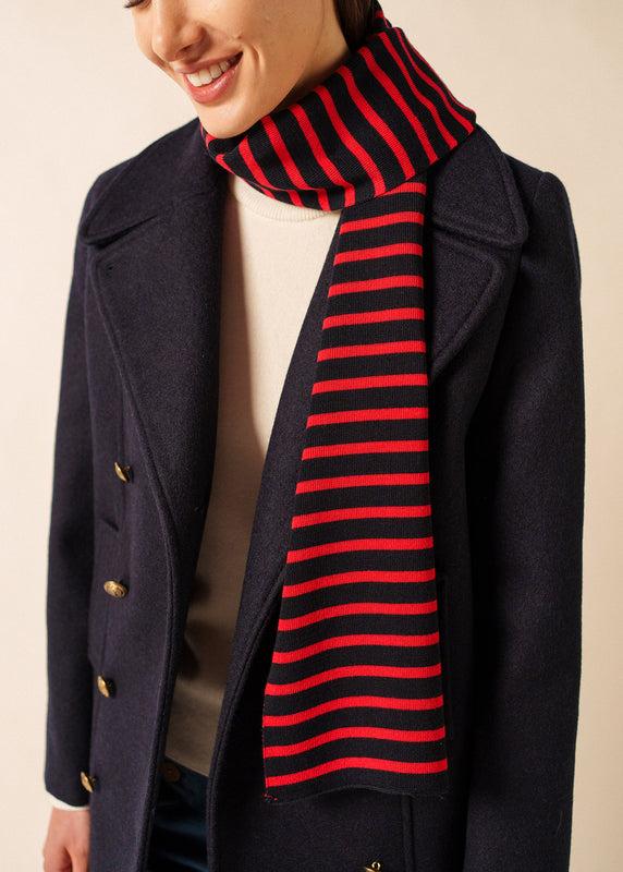 saint james Duguay striped scarf NAVY/TULIPE