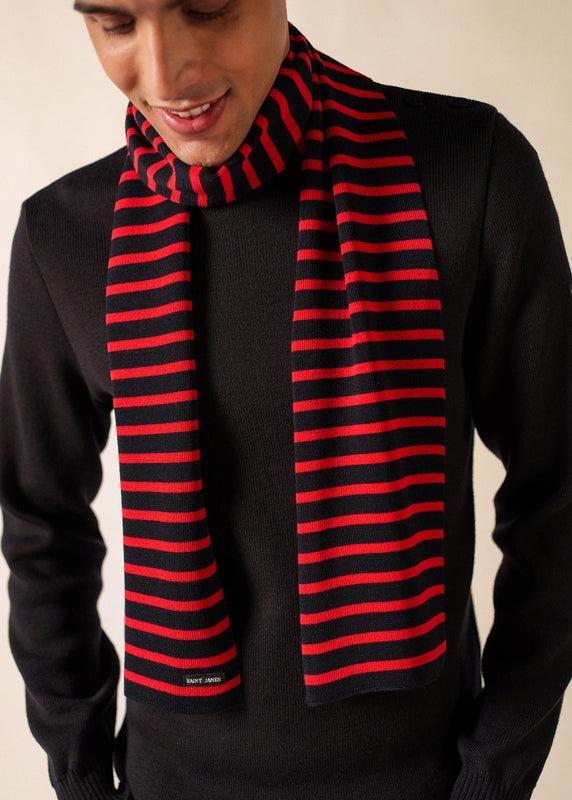 Saint James Duguay Striped Scarf NAVY/TULIPE