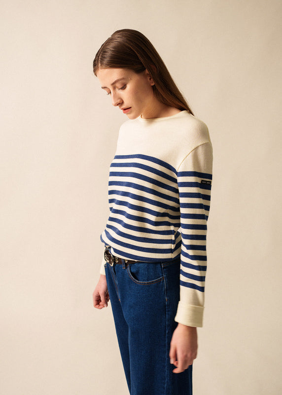 saint james Ecrins Striped Jumper ECUME/JEAN