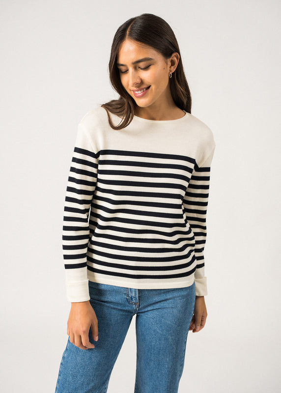saint james Ecrins Striped Jumper ECUME/NAVY