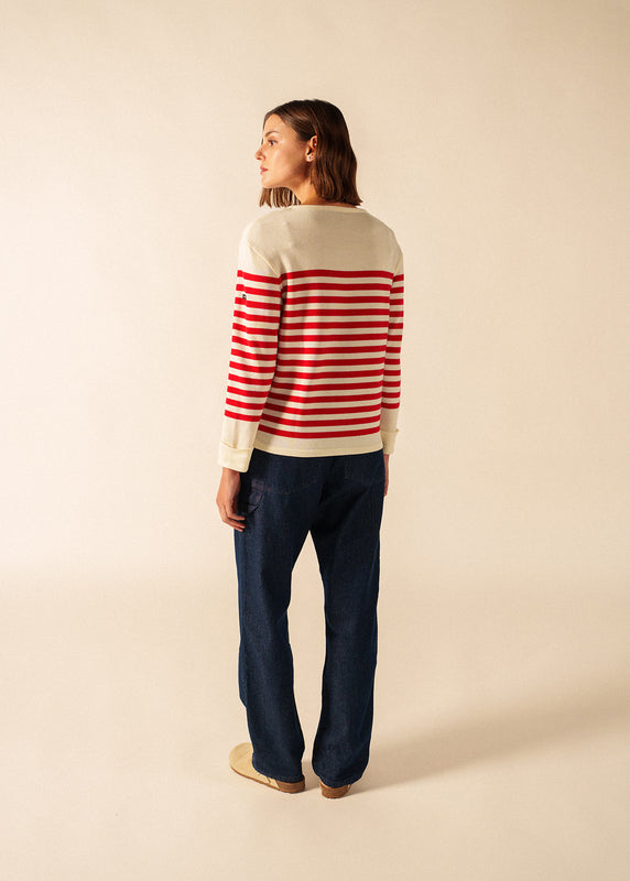 Saint James Ecrins Striped Jumper ECUME/TULIPE