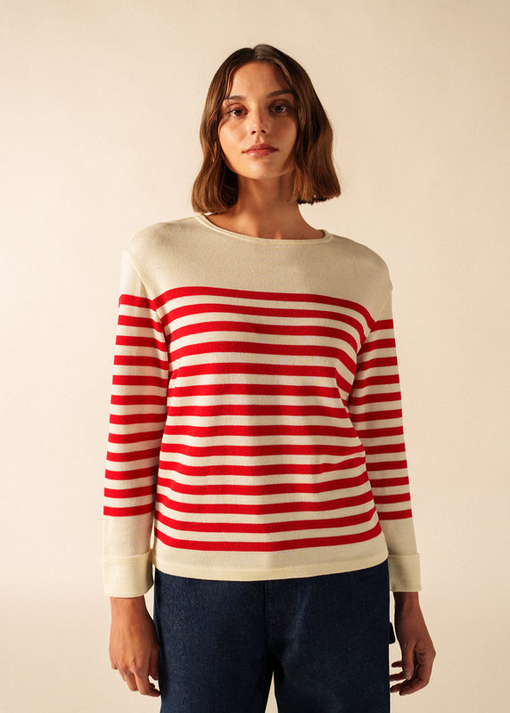 saint james Ecrins Striped Jumper ECUME/TULIPE