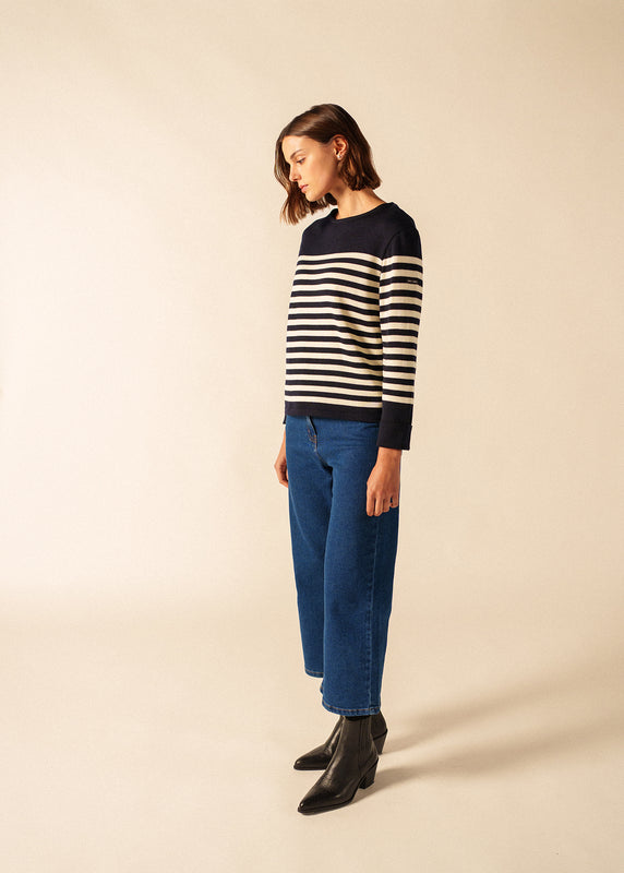 Saint James Ecrins Striped Jumper NAVY/ECUME
