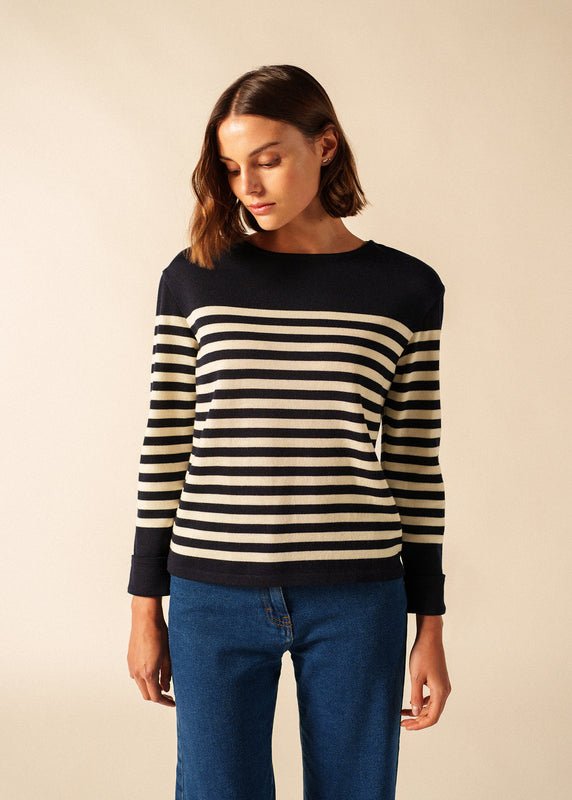 saint james Ecrins Striped Jumper NAVY/ECUME