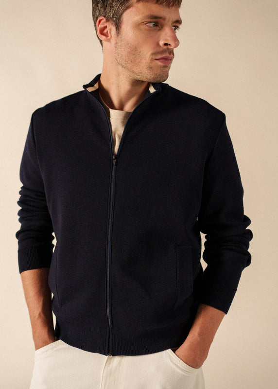 Saint James Equipage Zipped Cardigan NAVY