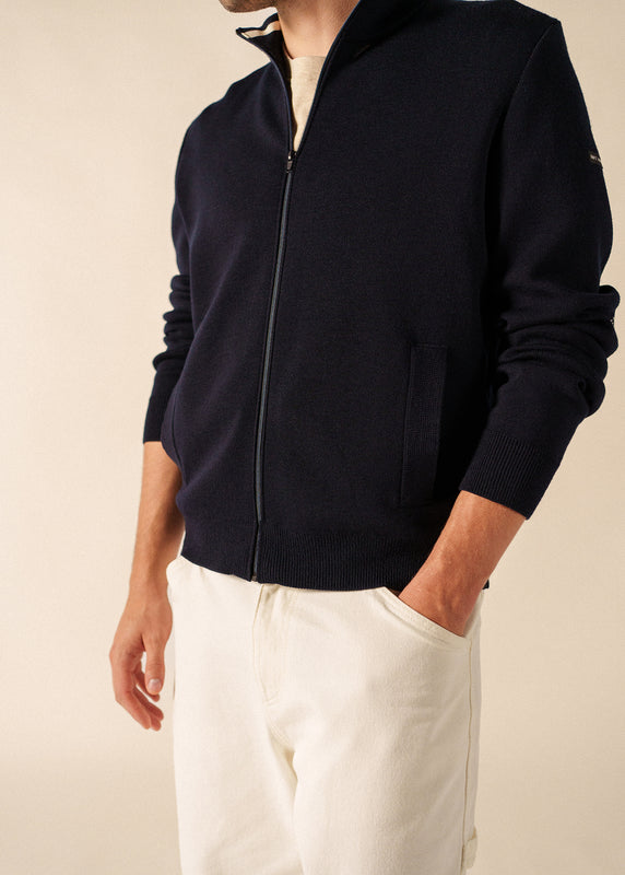 Saint James Equipage Zipped Cardigan NAVY