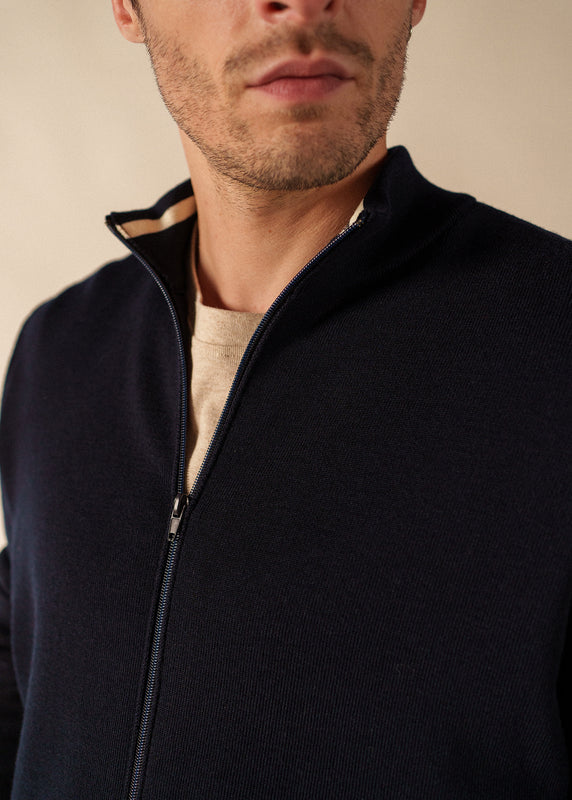 Saint James Equipage Zipped Cardigan NAVY