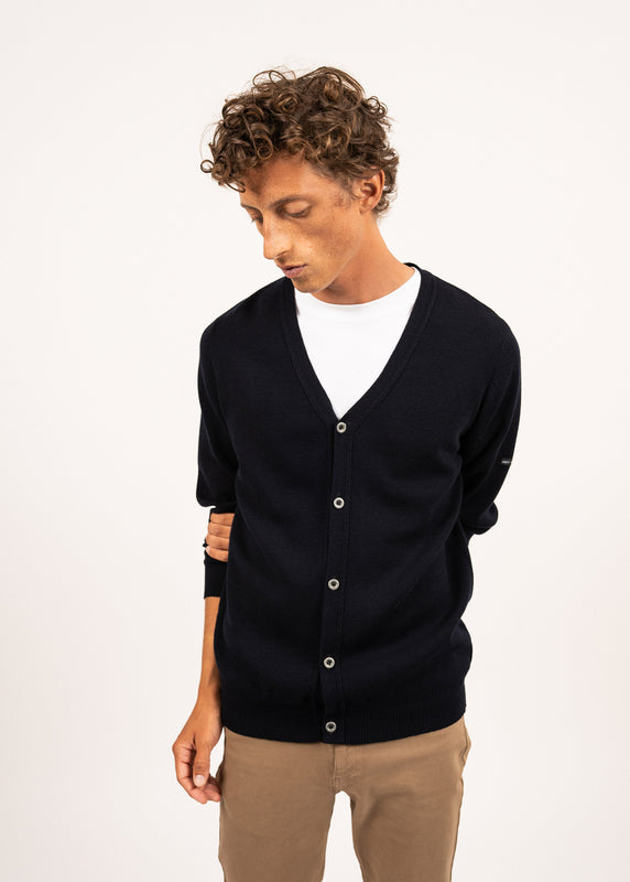 saint james Guingamp buttoned cardigan NAVY