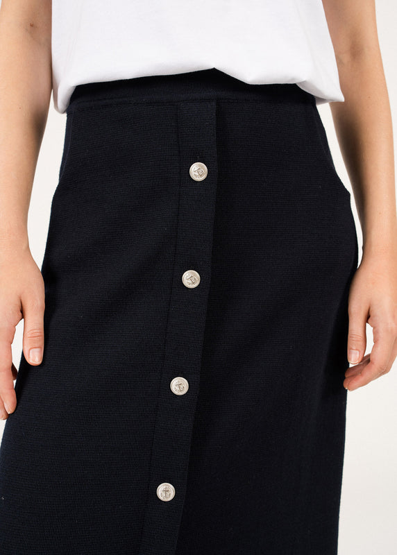 Saint James Ile Lacroix Buttoned Wool Skirt NAVY