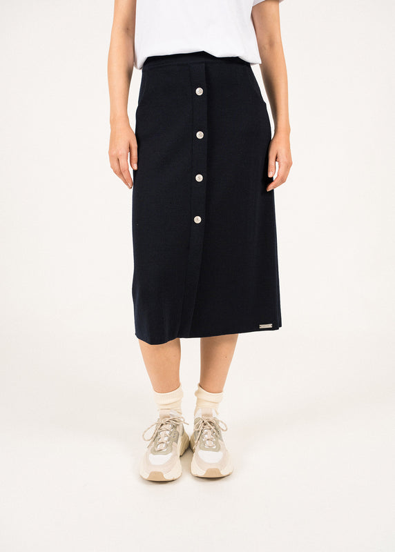 saint james Ile Lacroix Buttoned Wool Skirt NAVY