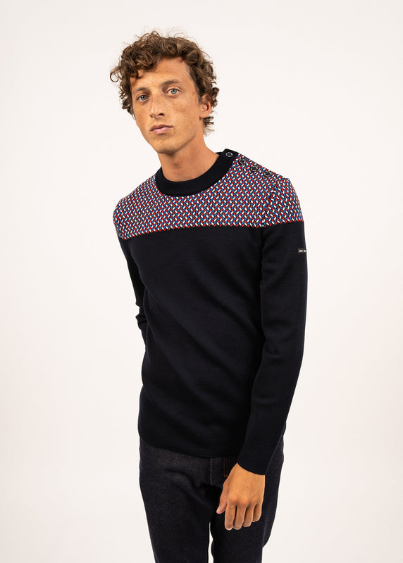 saint james Jacquard sailor jumper NAVY/MULTICO