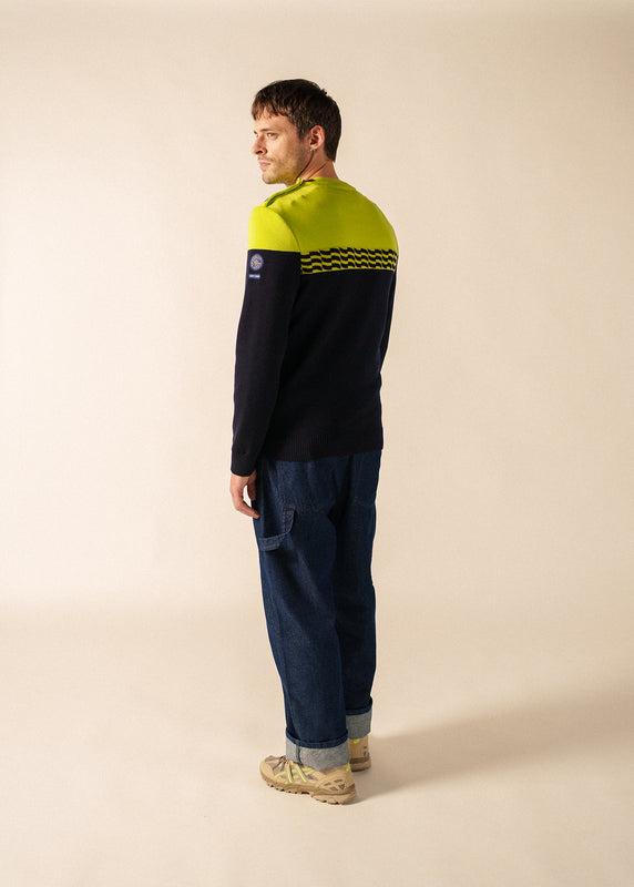 Saint James Latte Jumper NAVY/LIME