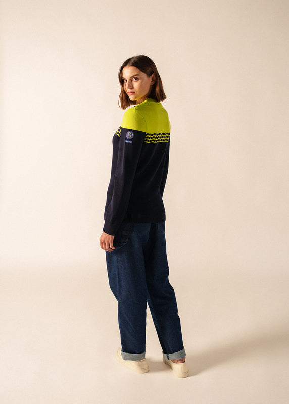 Saint James Latte Jumper NAVY/LIME