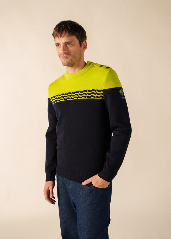 Saint James Latte Jumper NAVY/LIME