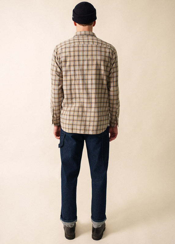 Saint James Léon Checked Shirt NATUREL/INDIGO