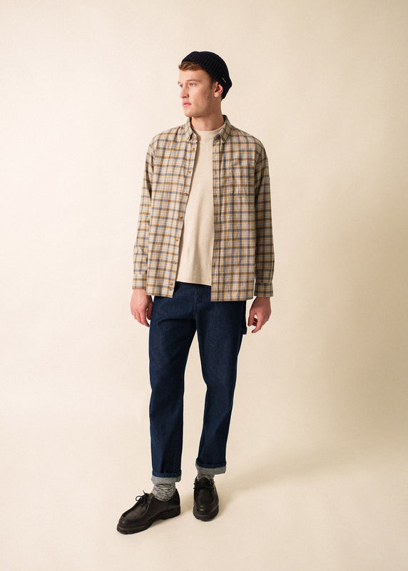 Saint James Léon Checked Shirt NATUREL/INDIGO