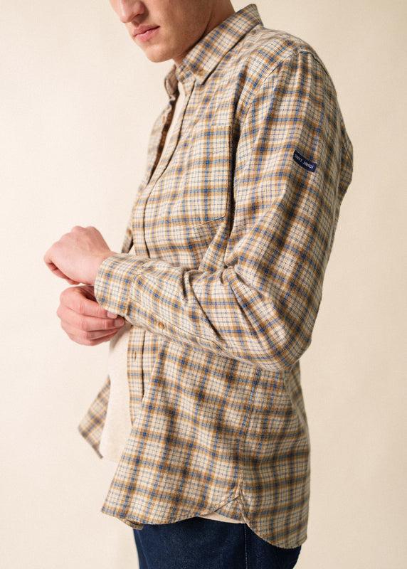 Saint James Léon Checked Shirt NATUREL/INDIGO