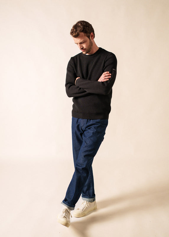 Saint James Locronan Round Neck Jumper NOIR
