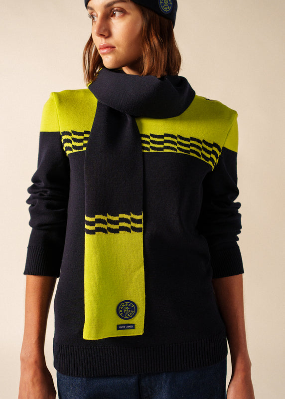 Saint James Longo Scarf NAVY/LIME