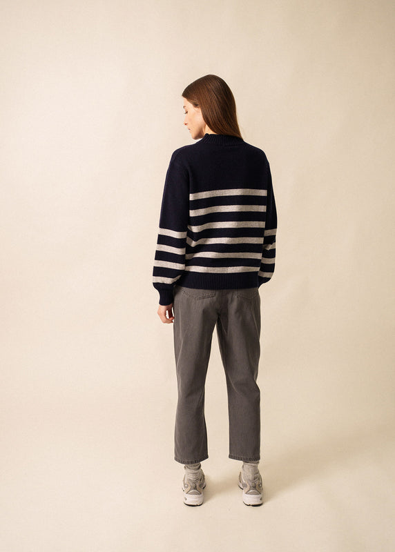 Saint James Lugano Striped Jumper NAVY/GRIS