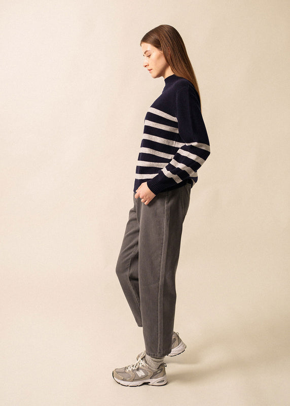 Saint James Lugano Striped Jumper NAVY/GRIS