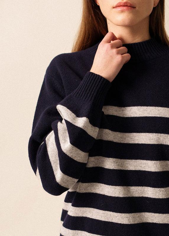 Saint James Lugano Striped Jumper NAVY/GRIS