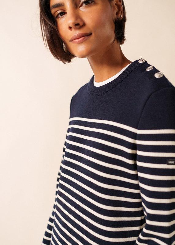 Saint James Marée Long Knitted Dress NAVY/ECUME